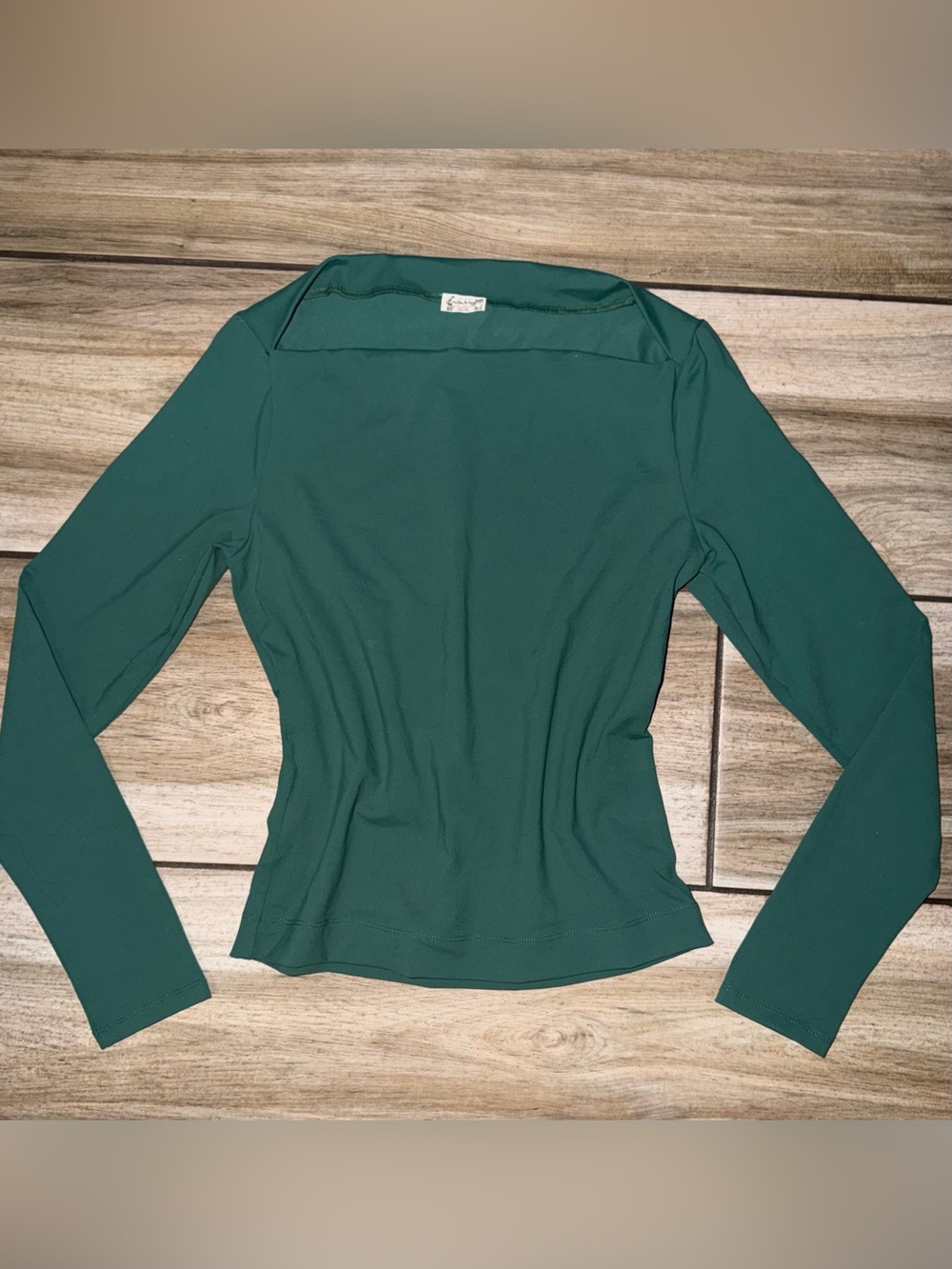 Free People Long Sleeve Fitted Top in Dark Green